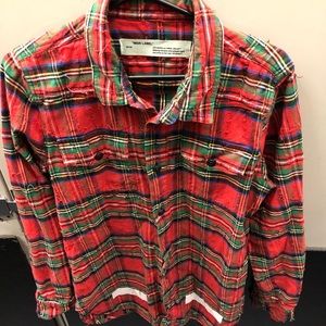 White Distressed Flannel Long Sleeve 